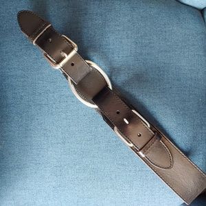 Lauren Ralph Lauren Black Leather Equestrian Silver Toned O Belt Size Large